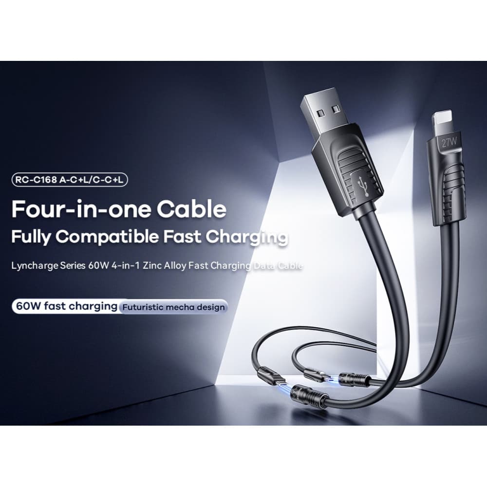 کابل شارژ ۴ کاره ریمکس اصل Remax Zinc Alloy 4in1 data Cable — تصویر ۲