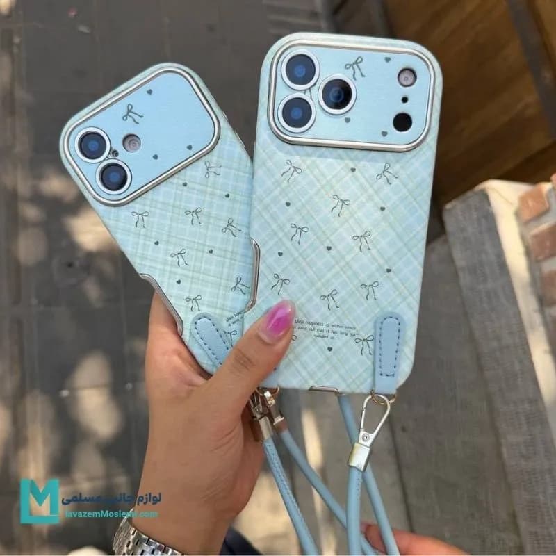 کاور گوشی دخترانه طرح پاپیون آبی کد C3396 | لوازم جانبی مسلمی — تصویر ۲