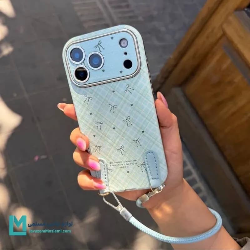 کاور گوشی دخترانه طرح پاپیون آبی کد C3396 | لوازم جانبی مسلمی — تصویر ۳