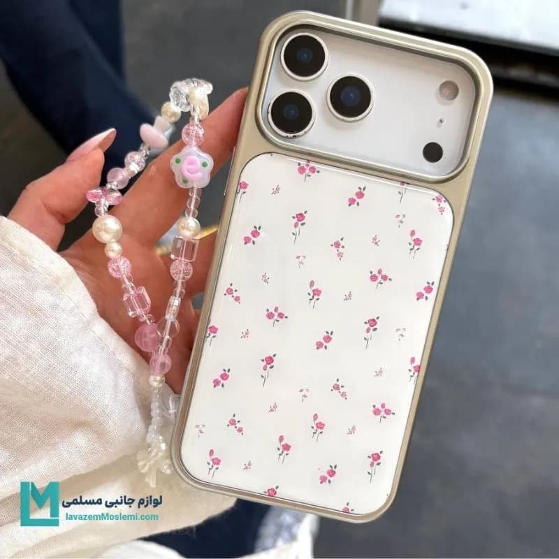 قاب گوشی دخترانه کروم گل ریز سرخابی کد C3394 | لوازم جانبی مسلمی — تصویر ۲