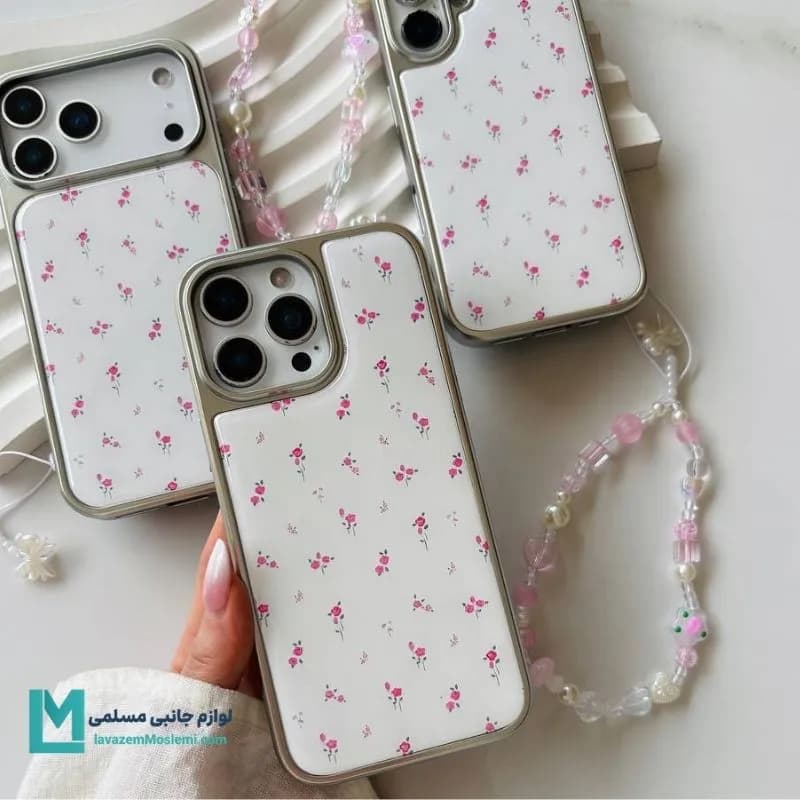 قاب گوشی دخترانه کروم گل ریز سرخابی کد C3394 | لوازم جانبی مسلمی