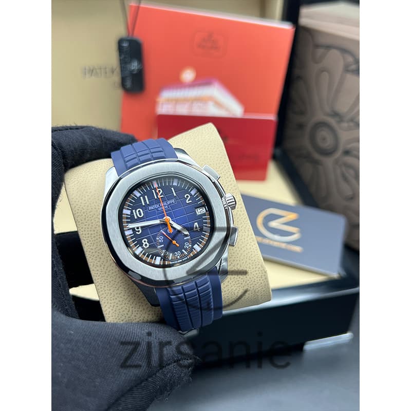 ساعت مچی مردانه پتک فیلیپ آکوانات سیلور فول سرمهای Patek Philippe Aquanaut Silver Full Navy — تصویر ۴