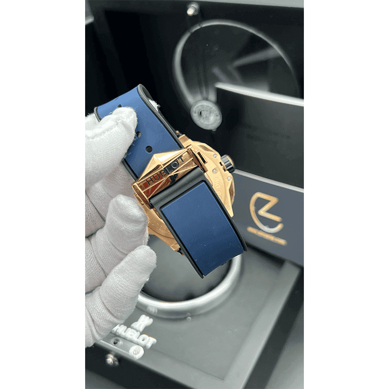 ساعت مچی مردانه هابلوت کهکشانی رزگلد صفحه سرمه‌ای فول نگین Hublot Big Bang SANG BLEU II Rosegold Navy Screen Pave — تصویر ۴