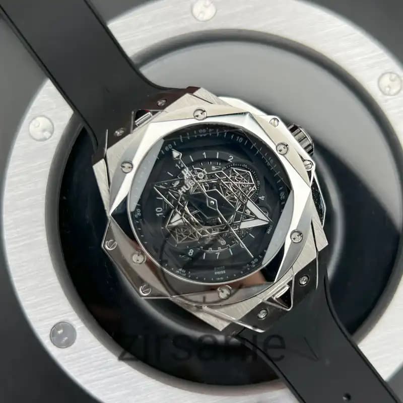 ساعت مچی مردانه هابلوت کهکشانی سیلور صفحه مشکی Hublot Big Bang SANG BLEU II TITANIUM — تصویر ۳