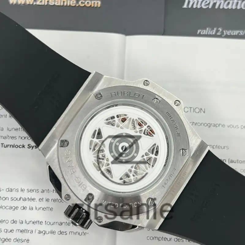 ساعت مچی مردانه هابلوت کهکشانی سیلور صفحه مشکی Hublot Big Bang SANG BLEU II TITANIUM — تصویر ۴