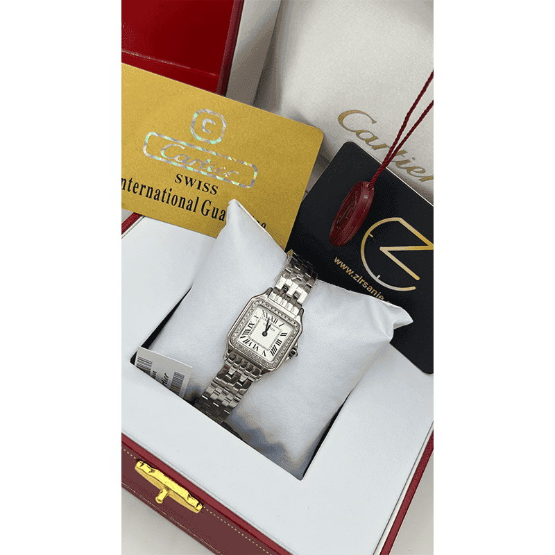 ساعت مچی زنانه کارتیر دورنگین سیلور پنتر Cartier Panthere Silver Diamonds — تصویر ۵