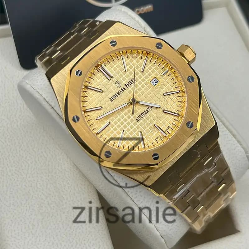 ساعت مچی مردانه اودمار پیگه تمام طلایی Audemars Piguet Royal Oak Full Golden — تصویر ۵