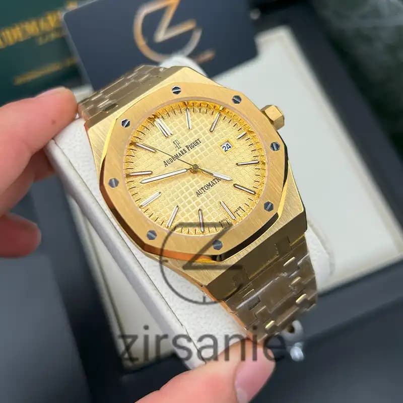 ساعت مچی مردانه اودمار پیگه تمام طلایی Audemars Piguet Royal Oak Full Golden — تصویر ۲