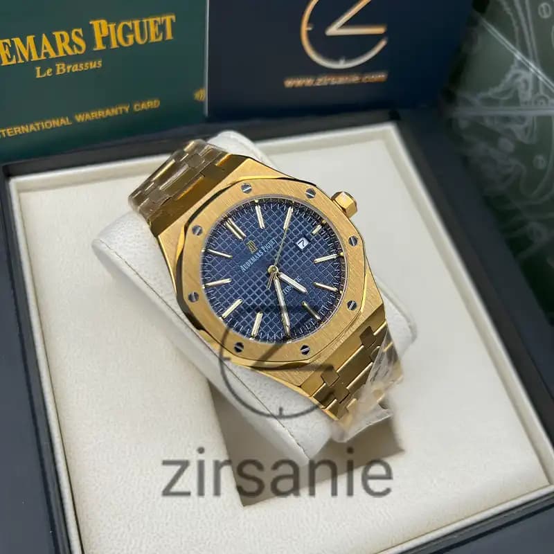 ساعت مچی اودمار پیگه طلایی صفحه آبی (تک و ست) Audemars Piguet Royal Oak Golden Blue Screen — تصویر ۶