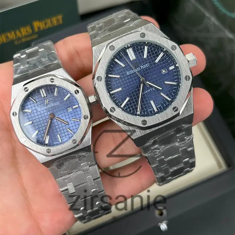 ساعت مچی اودمار پیگه سیلور صفحه سرمه‌ای (تک و ست) Audemars Piguet Royal Oak Watch Silver Navy Screen — تصویر ۸