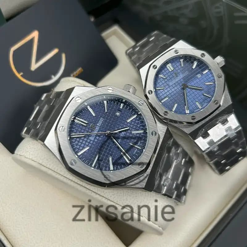 ساعت مچی اودمار پیگه سیلور صفحه سرمه‌ای (تک و ست) Audemars Piguet Royal Oak Watch Silver Navy Screen — تصویر ۷