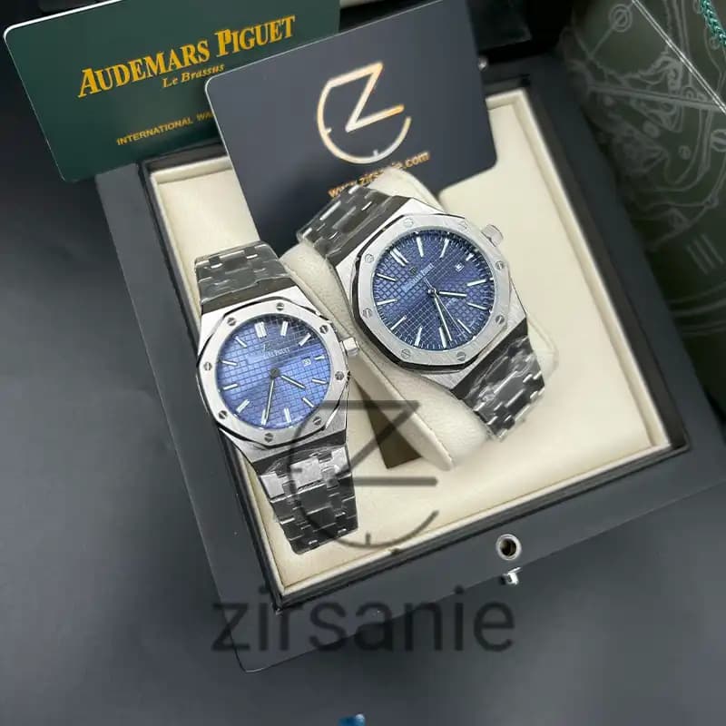 ساعت مچی اودمار پیگه سیلور صفحه سرمه‌ای (تک و ست) Audemars Piguet Royal Oak Watch Silver Navy Screen — تصویر ۵