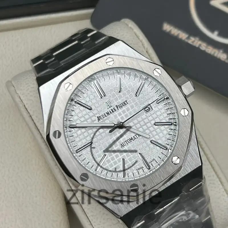 ساعت مچی مردانه اودمار پیگه سیلور صفحه سفید Audemars Piguet Royal Oak Watch Silver White Screen — تصویر ۴
