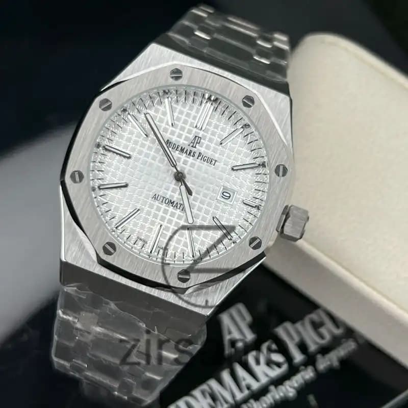 ساعت مچی مردانه اودمار پیگه سیلور صفحه سفید Audemars Piguet Royal Oak Watch Silver White Screen — تصویر ۵