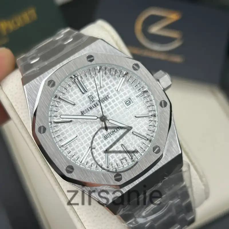 ساعت مچی مردانه اودمار پیگه سیلور صفحه سفید Audemars Piguet Royal Oak Watch Silver White Screen — تصویر ۳