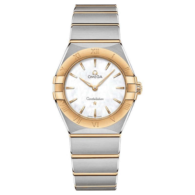 ساعت مچی امگا كانسليشن دو رنگ سیلور طلایی صفحه صدفی اندکس خط Omega Constellation Silver-Gold Pearl Screen Line Index