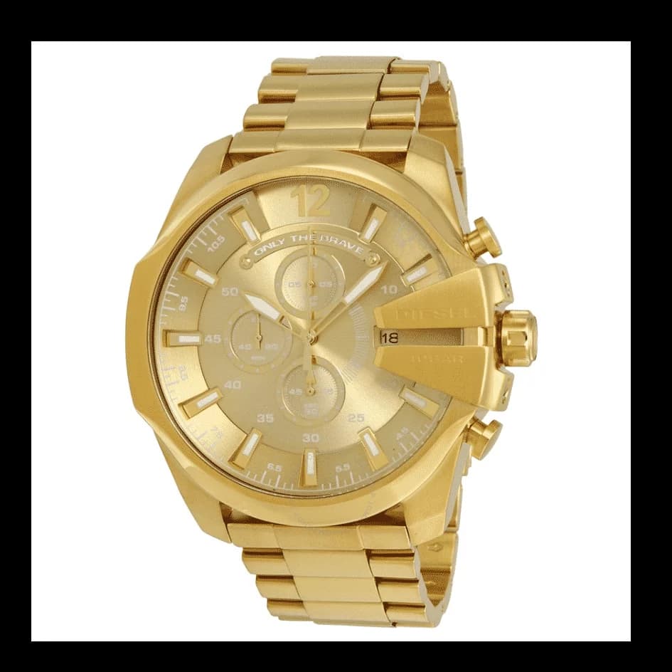 ساعت مچی مردانه دیزل شاخدار (مگا شیف) فول طلایی Diesel Mega Chief Watch Full Golden