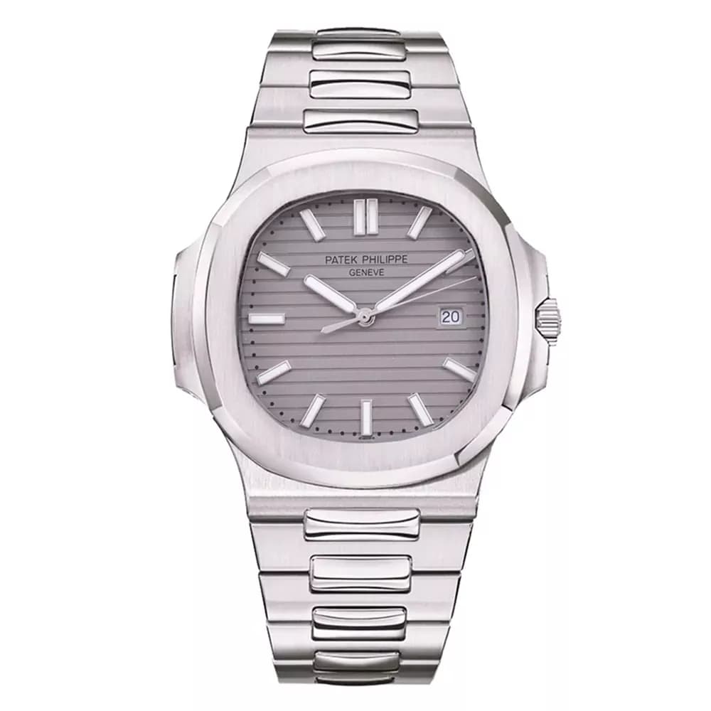 ساعت مچی مردانه پتک فیلیپ ناتیلوس سیلور صفحه طوسی Patek Philippe Nautilus Silver Gray Screen