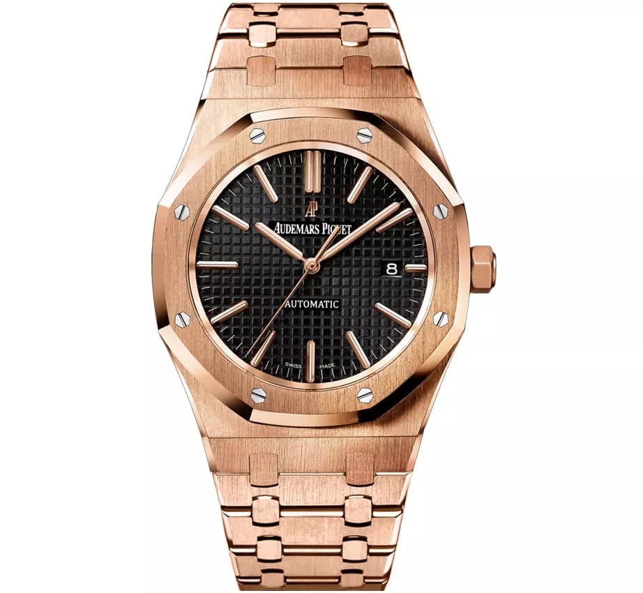 ساعت مچی اودمار پیگه رزگلد صفحه مشکی (تک و ست) Audemars Piguet Royal Oak RoseGold Black Screen