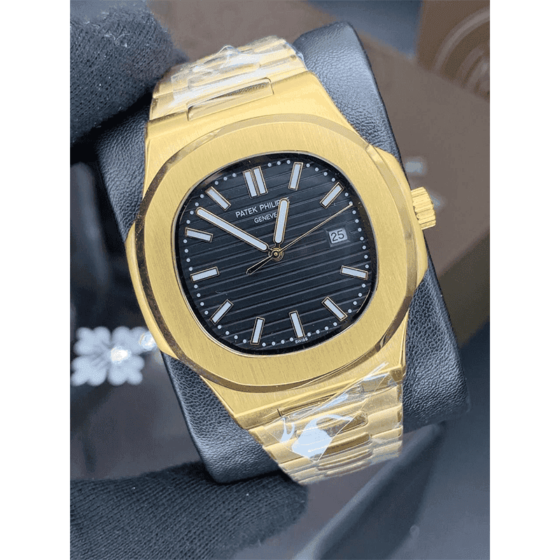 ست کاپل ساعت مچی پتک فیلیپ ناتیلوس طلایی صفحه مشکی Patek Philippe Nautilus Golden Black Screen Couple Set — تصویر ۴