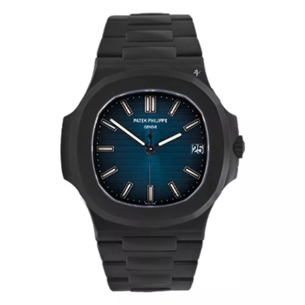 ساعت مچی مردانه پتک فیلیپ ناتیلوس مشکی صفحه آبی Patek Philippe Nautilus Black Blue Screen