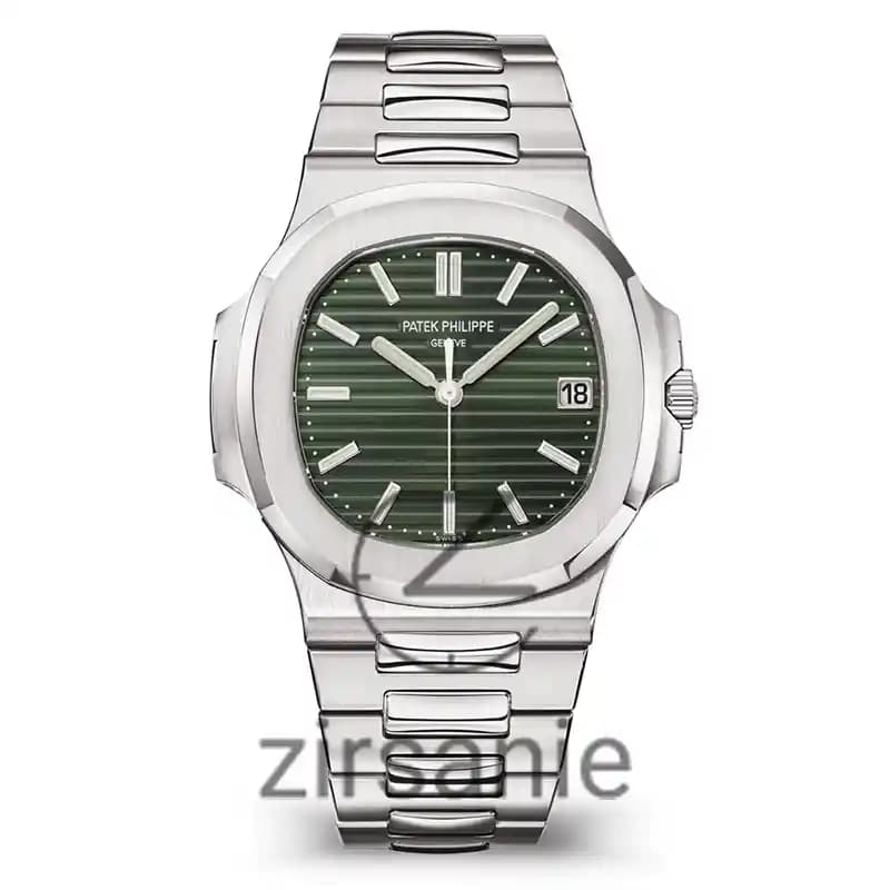 ساعت مچی پتک فیلیپ ناتیلوس سیلور صفحه سبز Patek Philippe Nautilus Silver Green Screen
