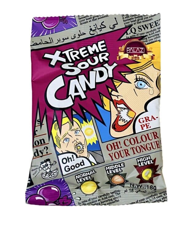 آبنبات ترش پالازی مدل xtreme sour candy طعم انگور