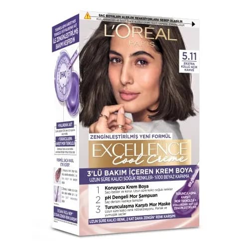 رنگ مو لورآل قهوه ای روشن دوی L’Oreal Excellence شماره 5.11