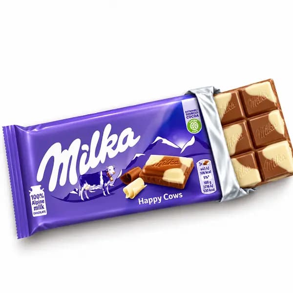 شکلات تابلت شیری میلکا مدل هپی گاو 100 گرمی — تصویر ۲