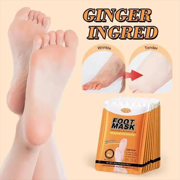ماسک ورقه ای پا لایه بردار و سفید کننده عصاره زنجبیل زوزو ZOZU Ginger Nourishes Exfoliates Foot Mask — تصویر ۳