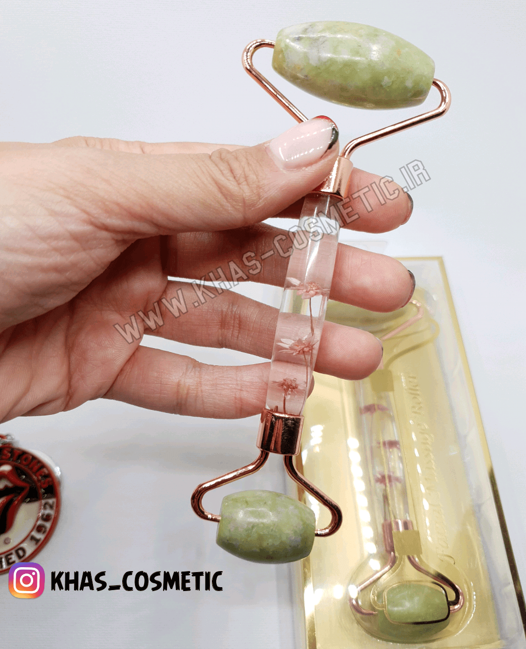 جیدرولر سنگ یشم طرح گلدار — تصویر ۲