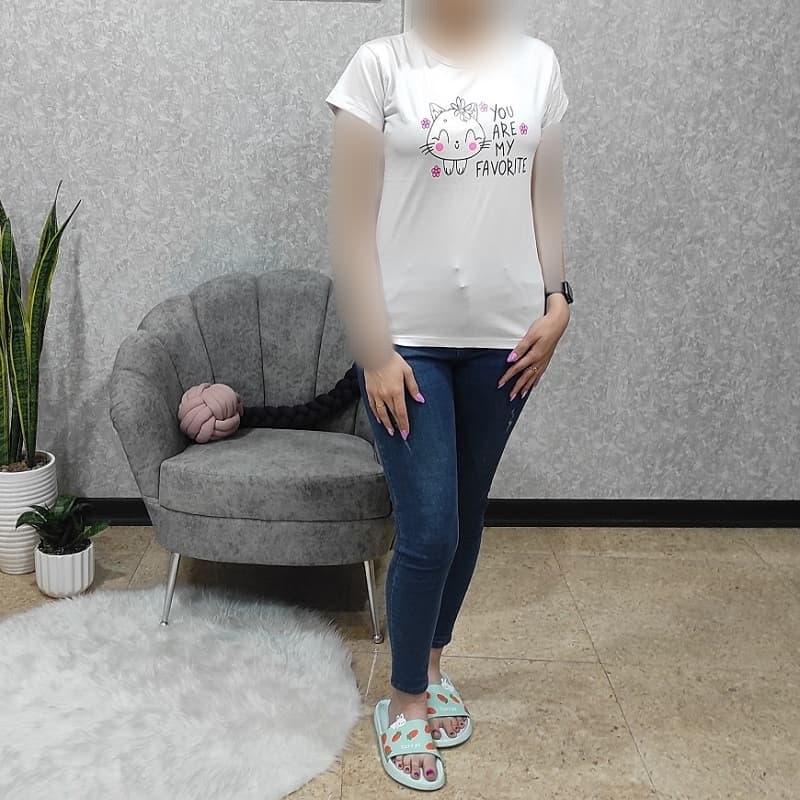 تیشرت نخی زنانه طرح گربه