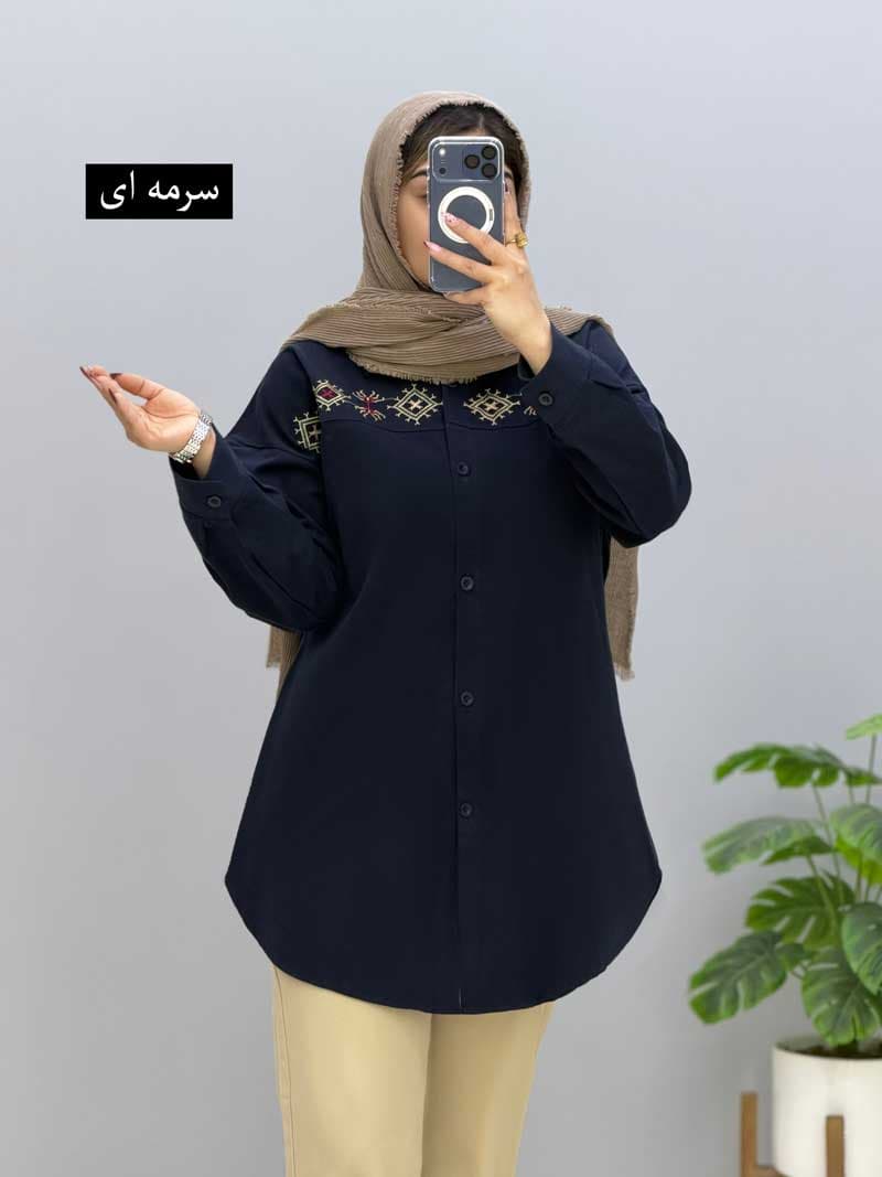 مانتو گلدوزی کتان استلا کد 200901431 — تصویر ۸
