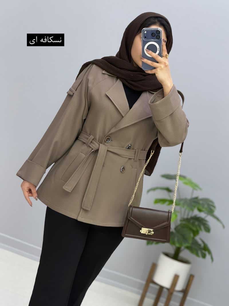 مانتو کتی یقه انگلیسی مازراتی ژوبین کد8272012 — تصویر ۴