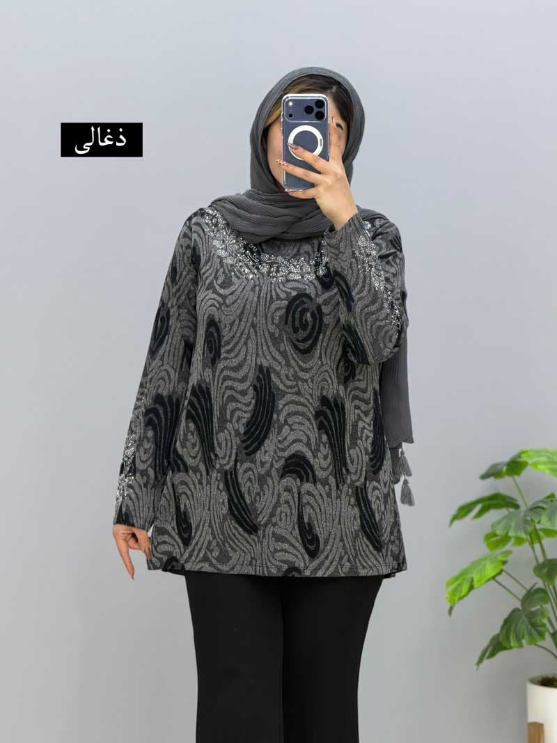 بلوز یقه گرد ژاکارد رامیسا کد 207623