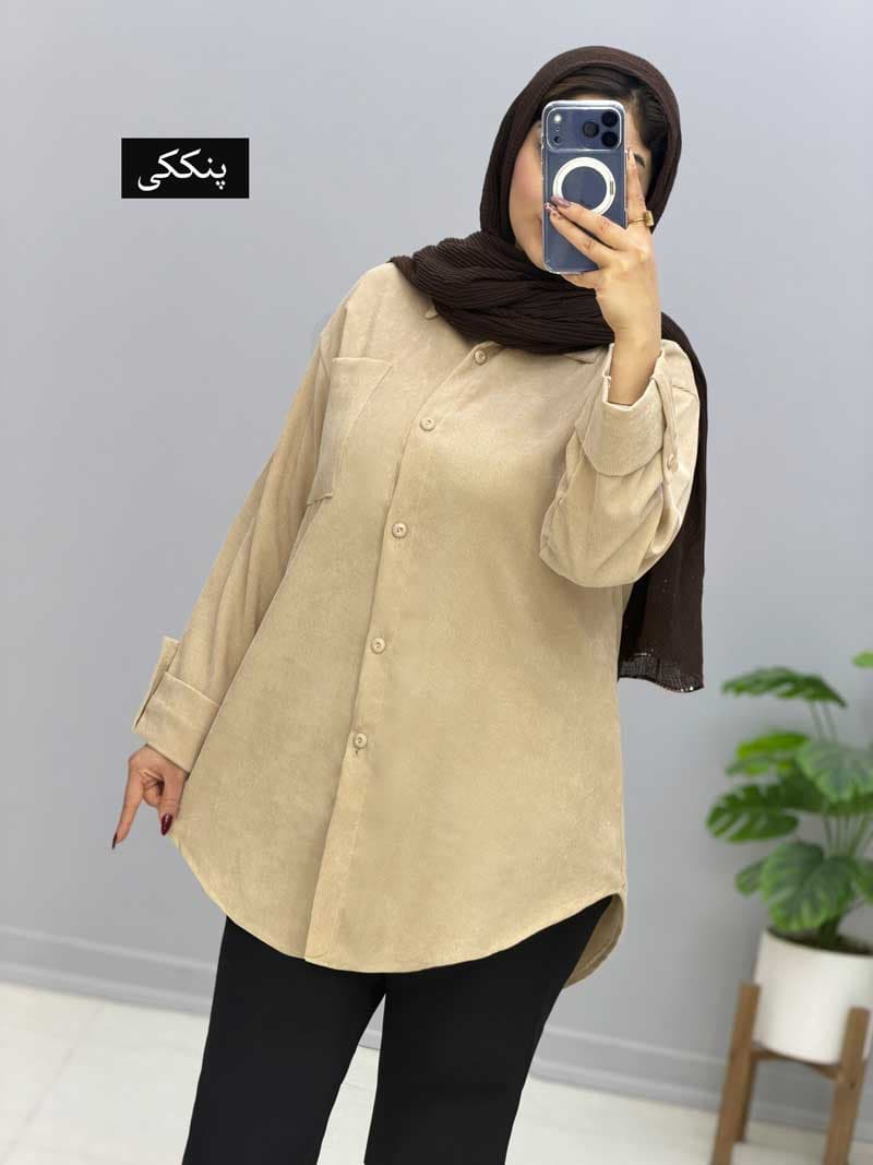 مانتو تک جیب مخمل کامیلا کد 10105427 — تصویر ۲
