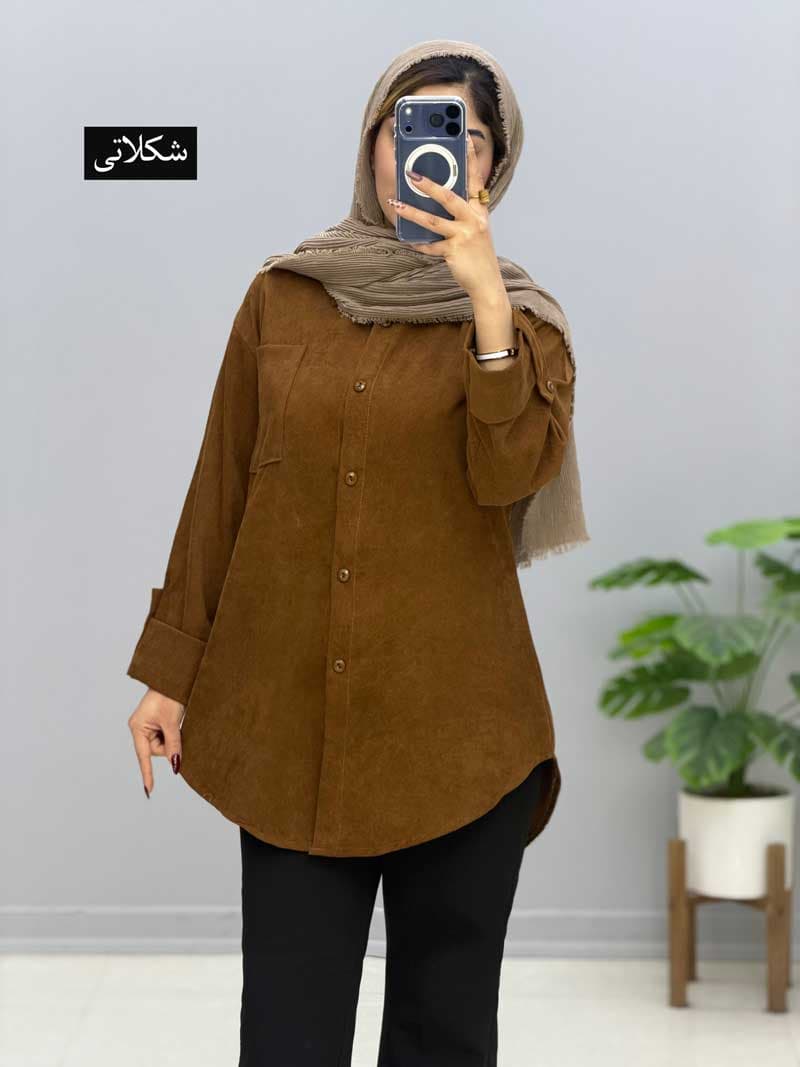 مانتو تک جیب مخمل کامیلا کد 10105427
