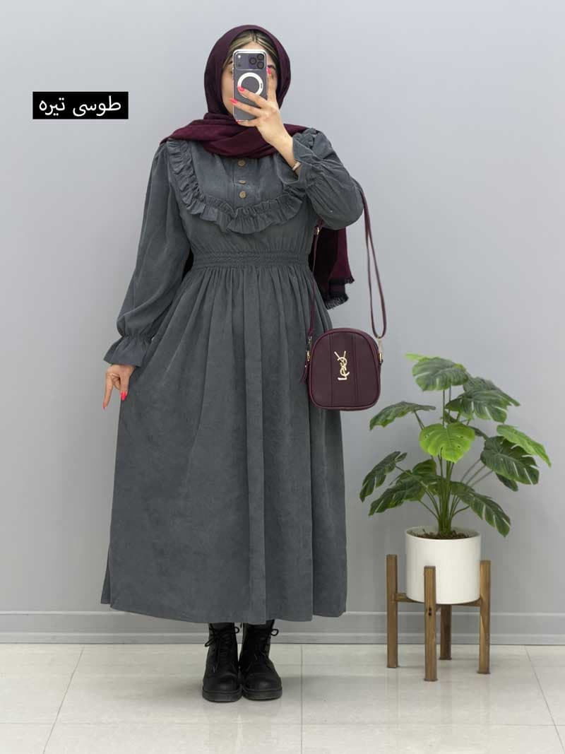 مانتو پیراهنی بلند مخمل مینل کد ۹۶۸۱۷۵ — تصویر ۶
