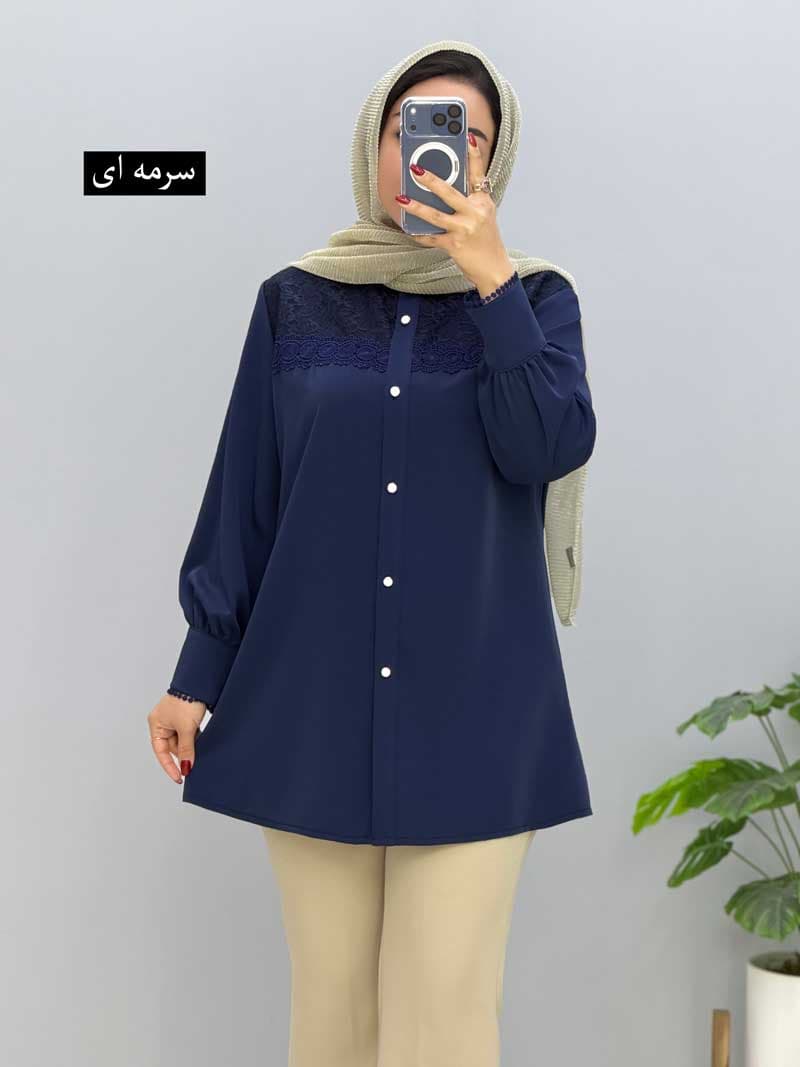 شومیز جلو دکمه ساتن راکان کد 81831 — تصویر ۳