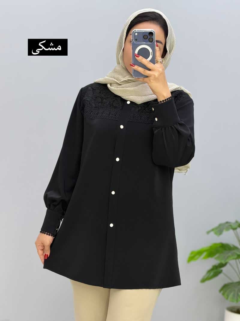 شومیز جلو دکمه ساتن راکان کد 81831 — تصویر ۲