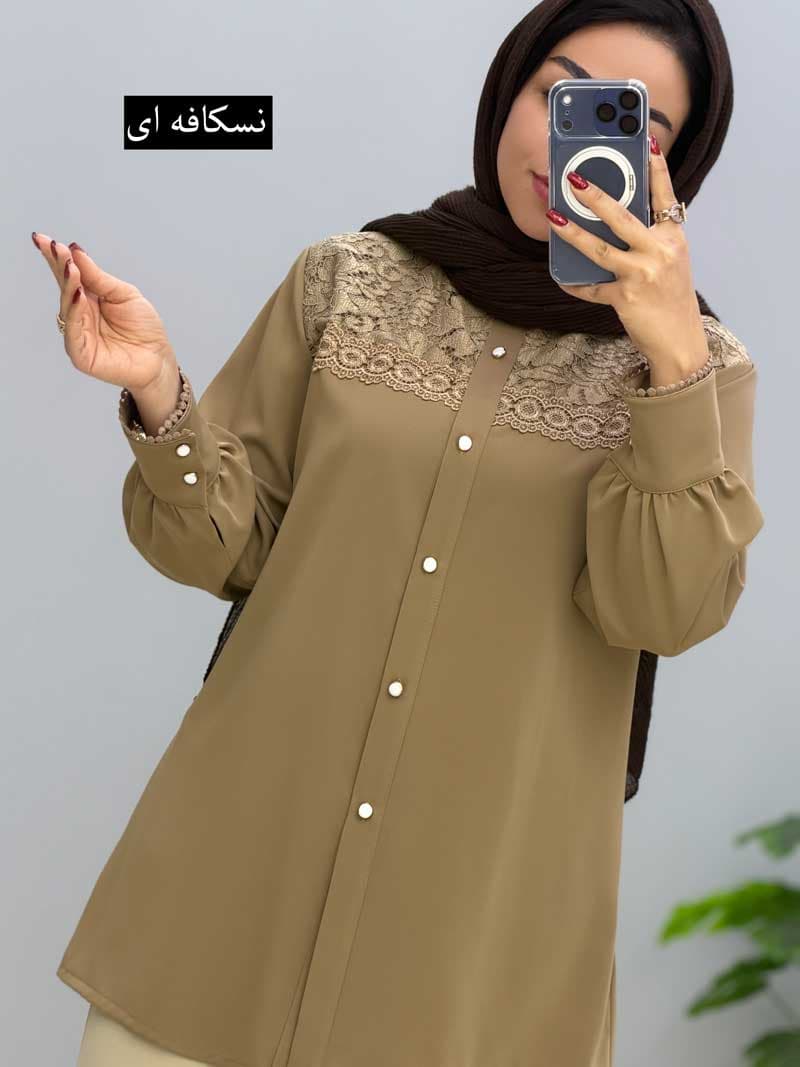 شومیز جلو دکمه ساتن راکان کد 81831 — تصویر ۵