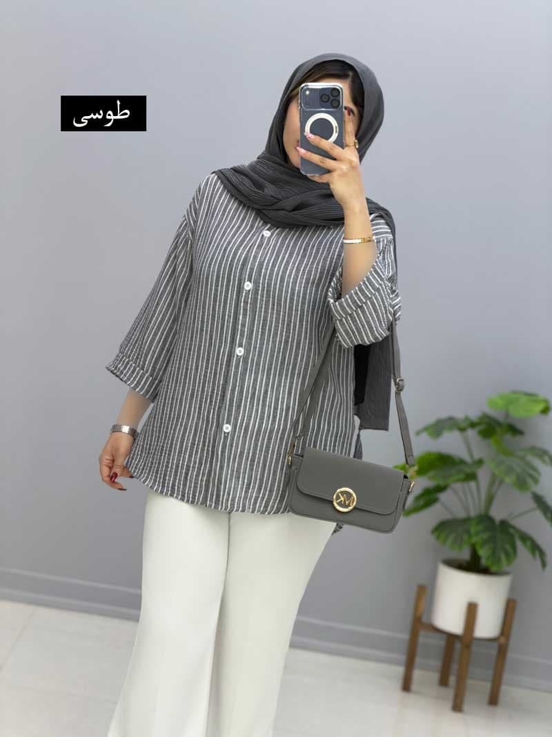 شومیز یقه مردانه لینن شارلوت کد2694050