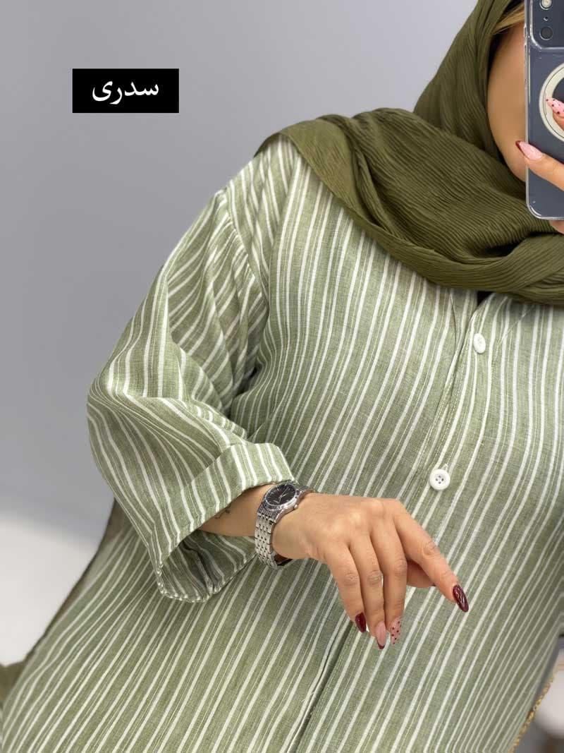شومیز یقه مردانه لینن شارلوت کد2694050 — تصویر ۳