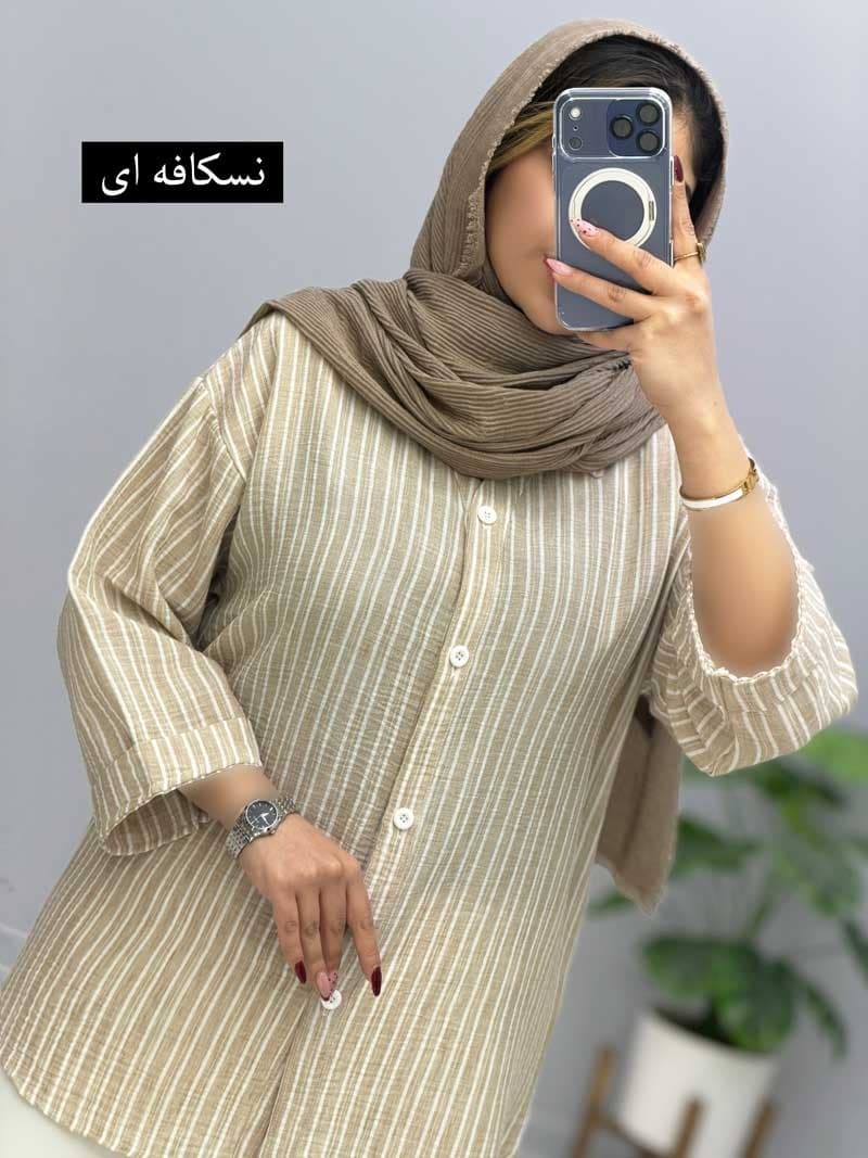 شومیز یقه مردانه لینن شارلوت کد2694050 — تصویر ۶