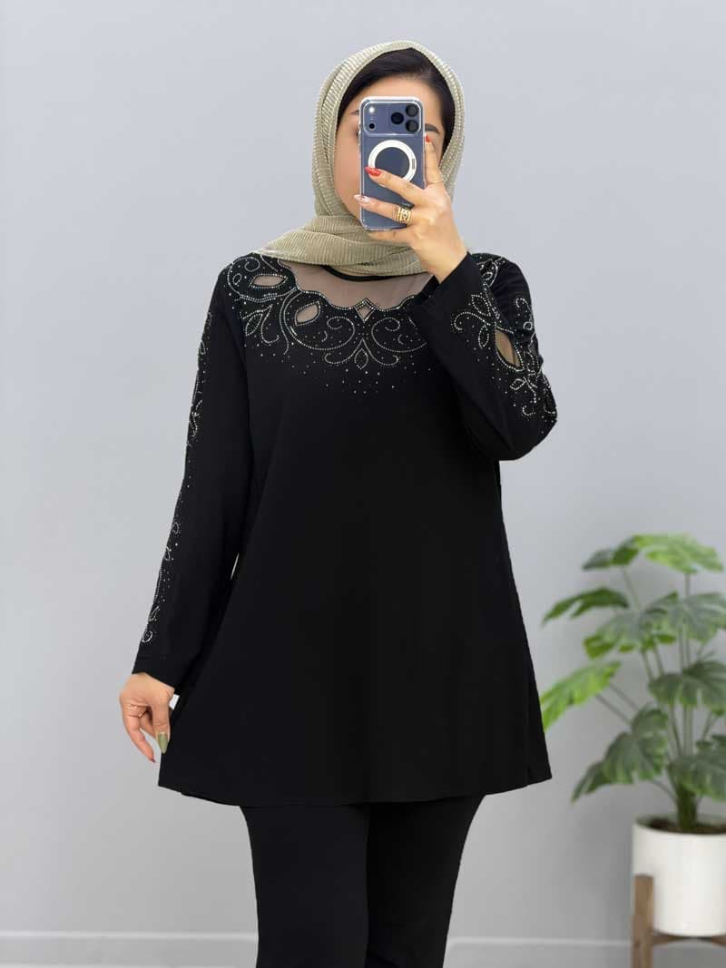 تونیک نگینی کرپ سحرناز کد205622 — تصویر ۲
