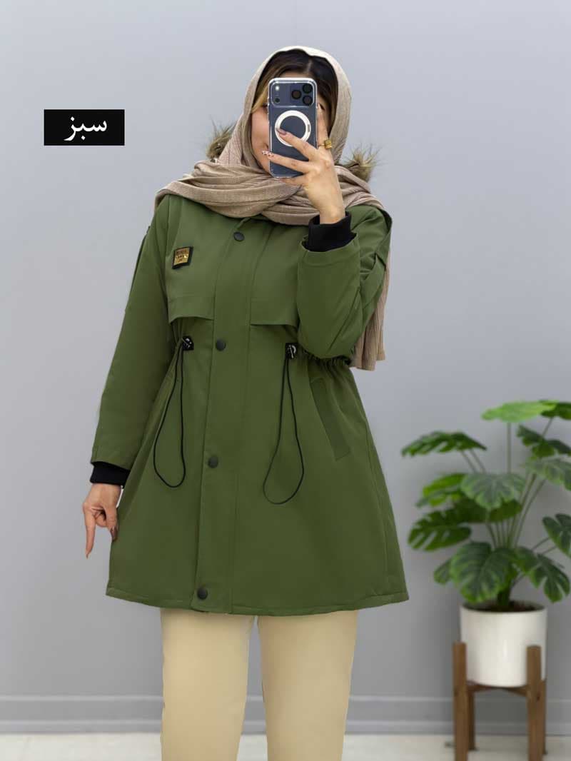 کاپشن کلاه دار کتان ساچلی کد 82711 — تصویر ۲