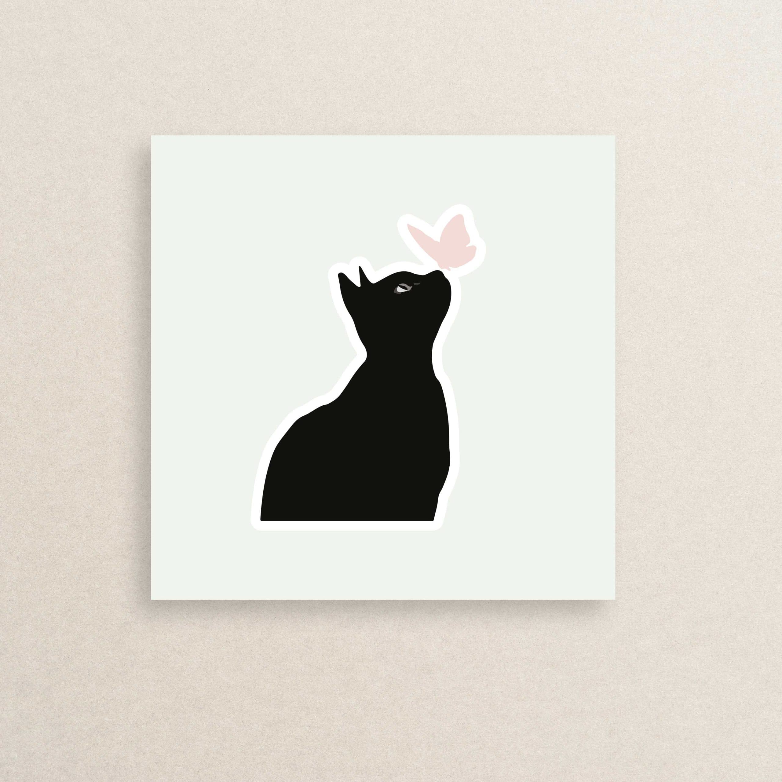 استیکر طبیعت پروانه و گربه 09 | The Butterfly and cat Nature sticker 09