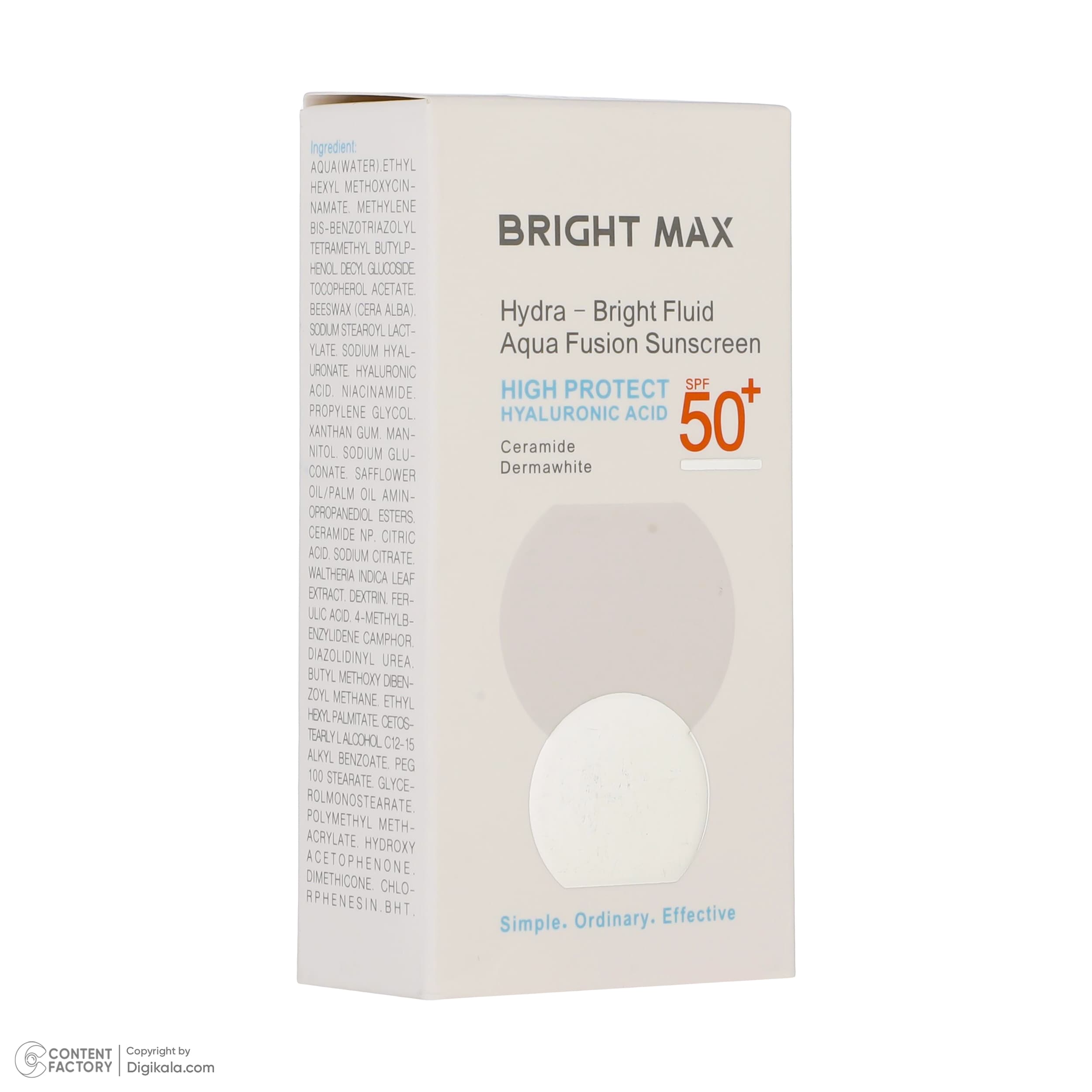 فلوئید ضدآفتاب بیرنگ برایت مکس SPF50 مدل هیدرابرایت مناسب انواع پوست، حجم 50 میلیلیتر — تصویر ۸