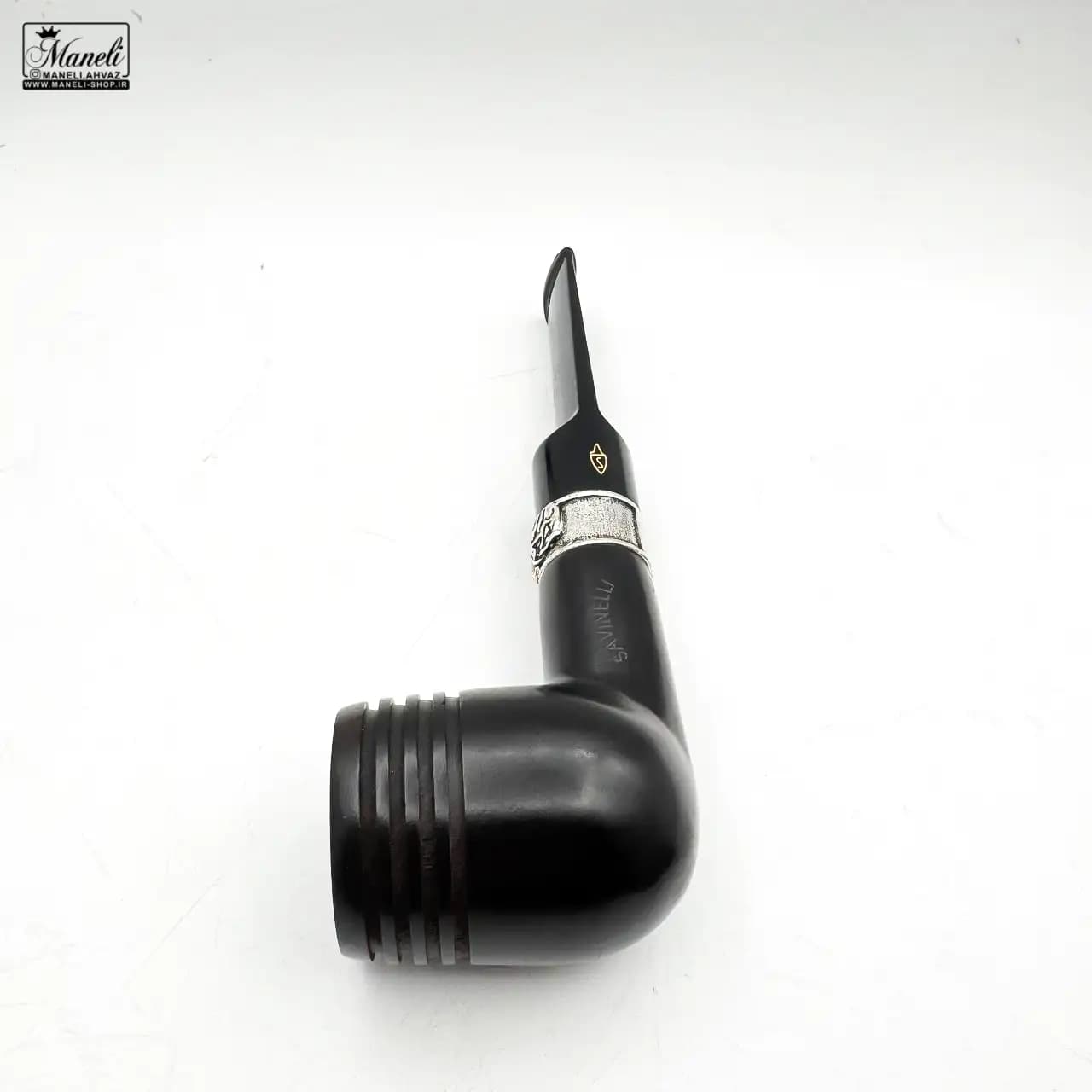 پیپ چوبی savinelli مشکی با حلقه طرح دار 14030904 — تصویر ۳