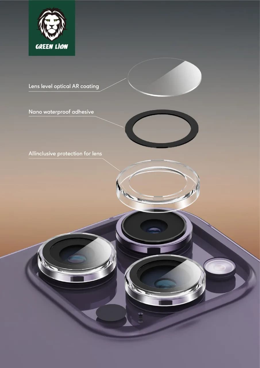 محافظ لنز دوربین گرین لاین مدل TRIO CAMERA LENS آیفون iPhone 14 Pro/14 Pro Max — تصویر ۲